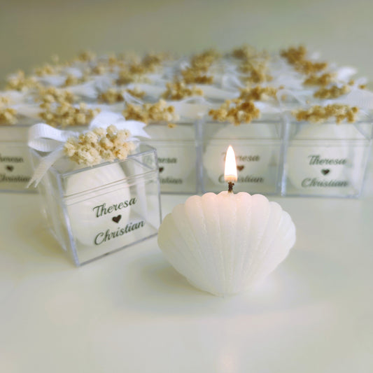 10 PCS Sea Shell Candle, Sea Shell Handmade Candle, Wedding Candle Favor, Sea Shell Wedding Favor, Personalized Gift, Baptism Candle