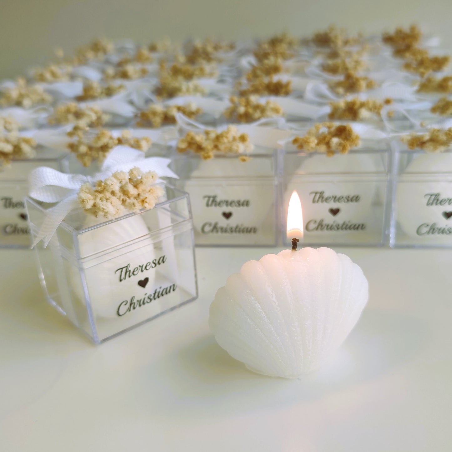 10 PCS Sea Shell Candle, Sea Shell Handmade Candle, Wedding Candle Favor, Sea Shell Wedding Favor, Personalized Gift, Baptism Candle