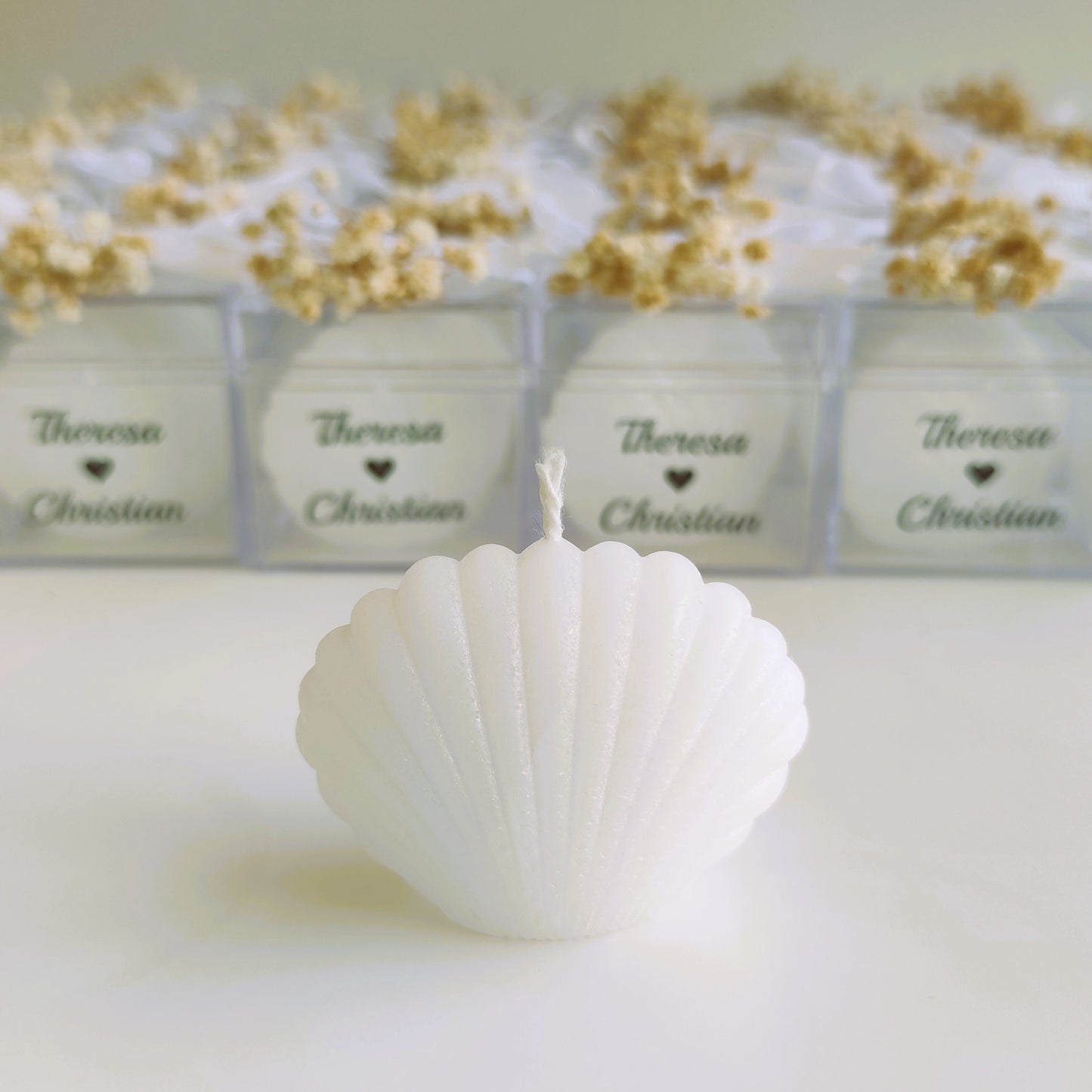 10 PCS Sea Shell Candle, Sea Shell Handmade Candle, Wedding Candle Favor, Sea Shell Wedding Favor, Personalized Gift, Baptism Candle